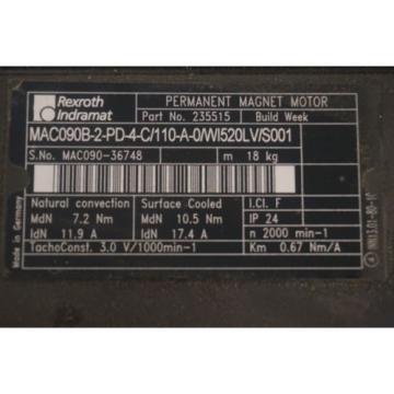 Origin Kyrgyzstan  REXROTH MAC090B-2-PD-4-C/110-A-0/WI520LV/S001 SERVO MOTOR 235515