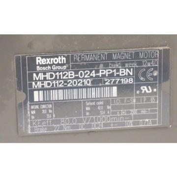 BOSCH Jordan  REXROTH MHD112B-024-PP1-BN SERVO MOTOR 277198, MHD112-20210 REPAIRED