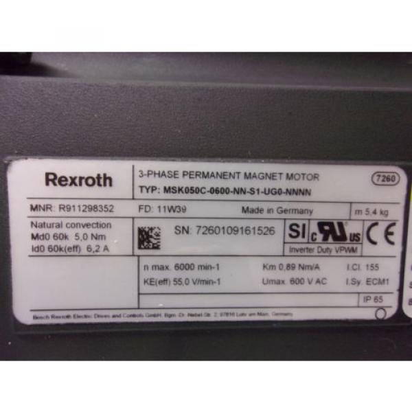 Rexroth Guadeloupe  MSK050C-0600-NN-S1-UG0-NNNN 3 Phase Servo Motor MOT4038 #2 image