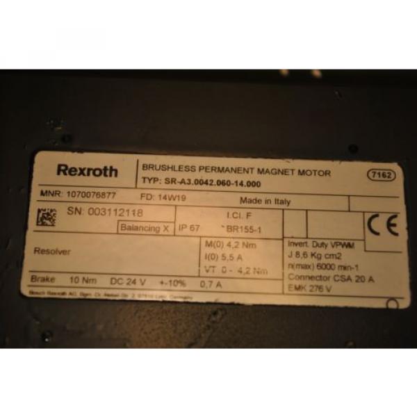 Rexroth Iceland  SR-A30042060-14000 Brushless Permanent Magnet Servo Motor broken conn #2 image