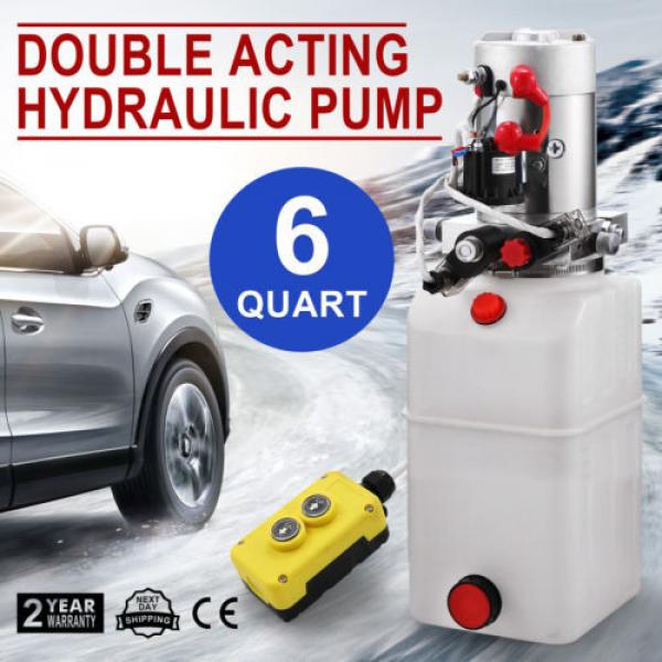 DOUBLE Christmas Island  ACTING HYDRAULIC PUMP 12V DUMP TRAILER 6 QUART CAR LIFT REMOTE RESERVOIR #1 image